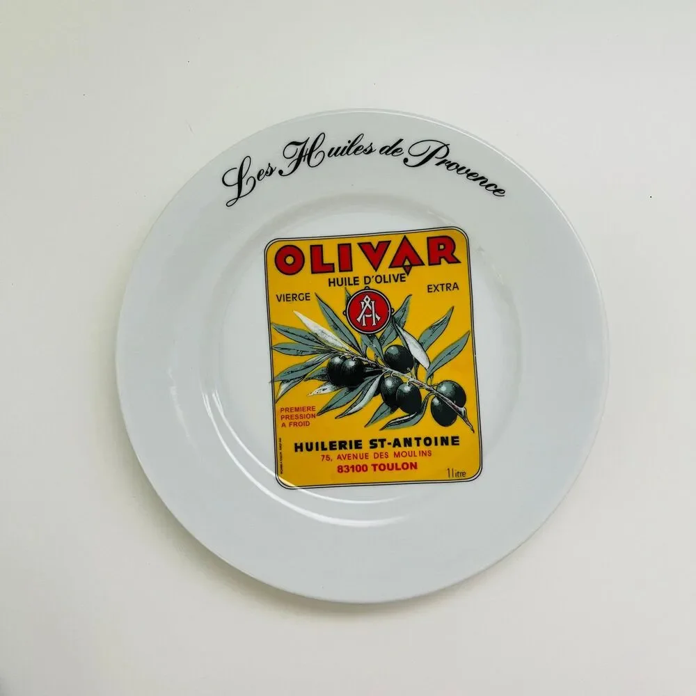 KISS THAT FROG Huiles de Provence Olivar Olive Oil Label Salad Dessert Plate